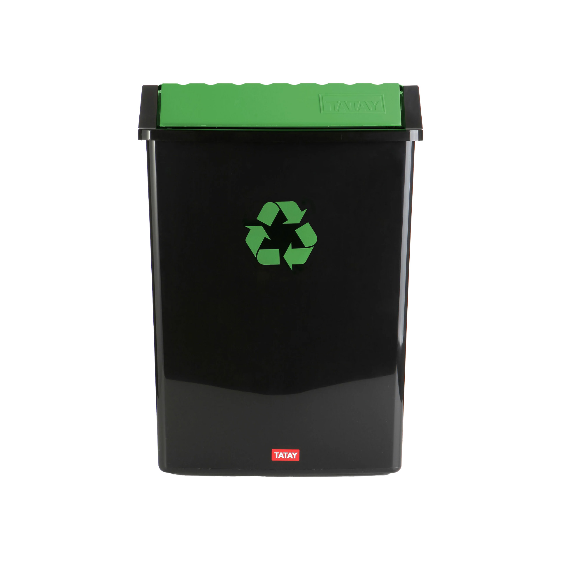 Balde Reciclagem com Tampa Basculante Preto / Verde 50L 40.5X33.5X57.5cm