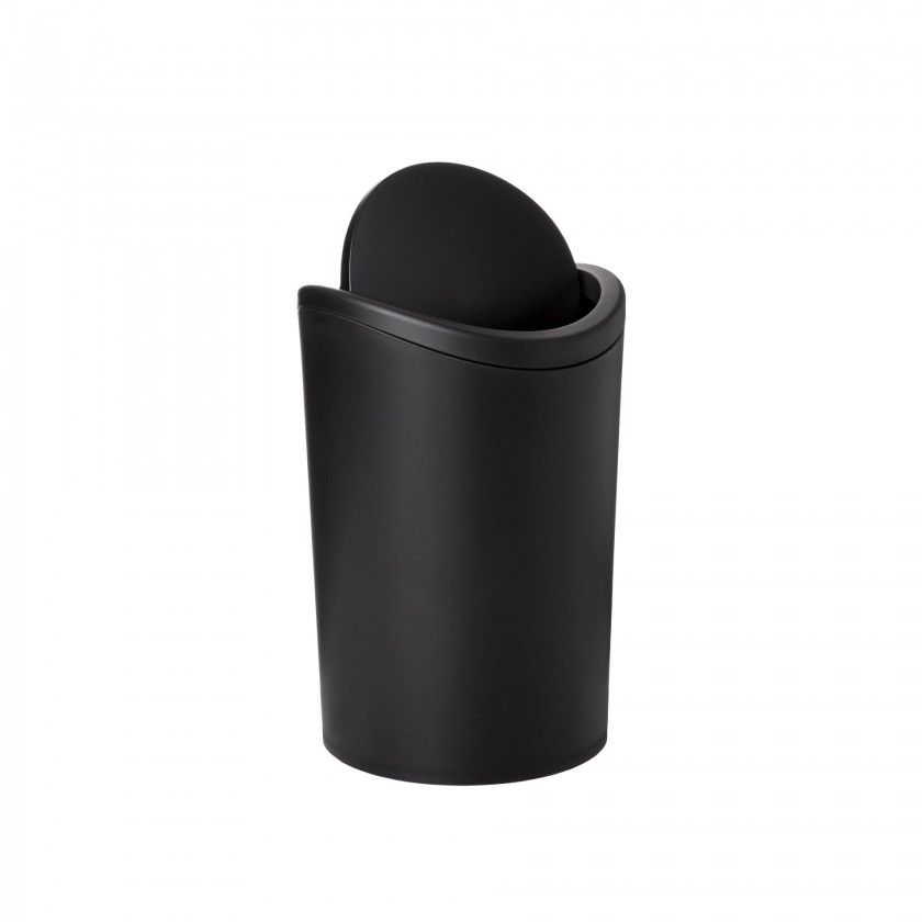 Balde WC com Tampa Basculante Standard Preto 6L 19X28cm Balde WC com Tampa Basculante Standard Preto 6L 19X28cm