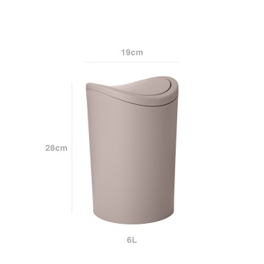 Balde WC com Tampa Basculante Standard Taupe 6L 19X28cm