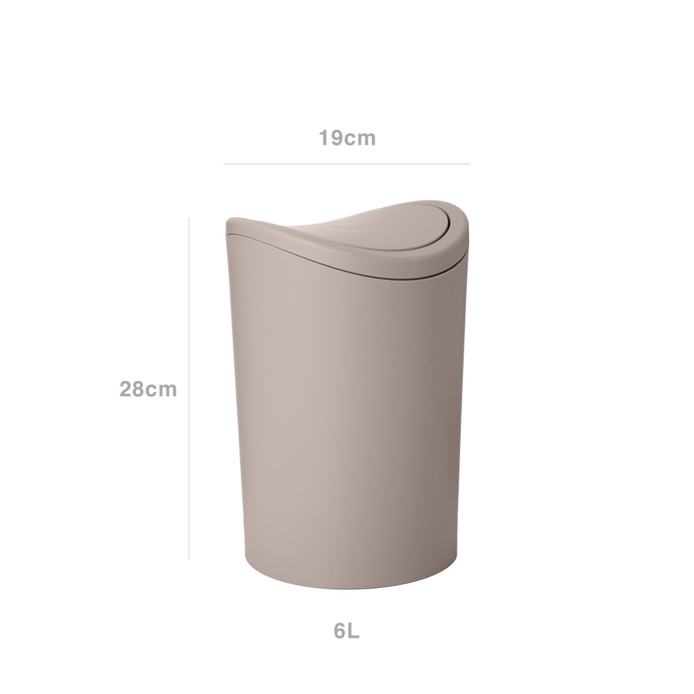 Balde WC com Tampa Basculante Standard Taupe 6L 19X28cm