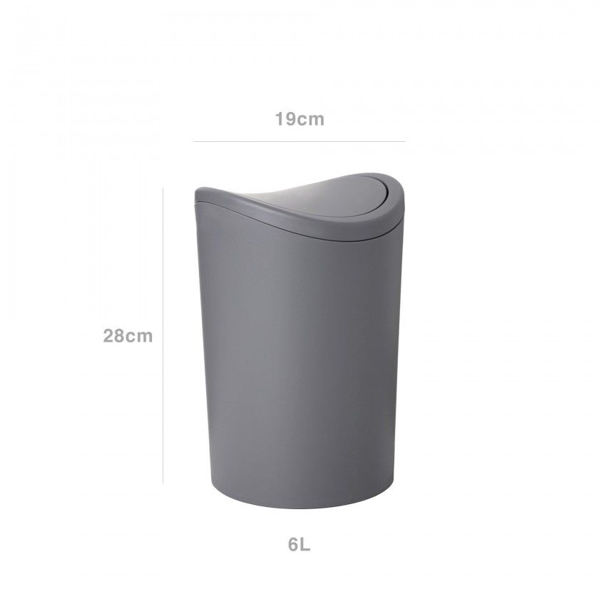 Balde WC com Tampa Basculante Standard Prateado 6L 19X28cm Balde WC com Tampa Basculante Standard Prateado 6L 19X28cm