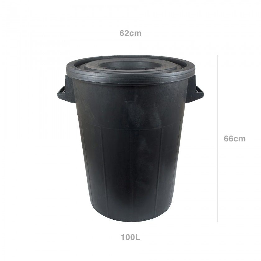 Contentor Lixo Preto 100L 62X66cm Contentor Lixo Preto 100L 62X66cm