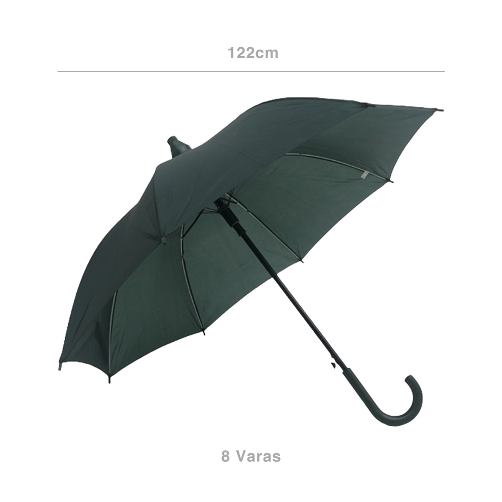 Guarda Chuva 8 Varetas 122cm c/ Resguardo Verde Escuro