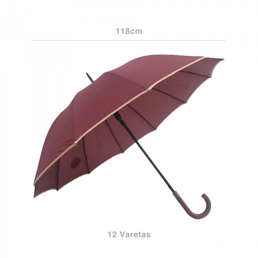 Guarda-Chuva Nasser 12 Varetas Bordô / Bege 118cm Guarda-Chuva Nasser 12 Varetas Bordô / Bege 118cm