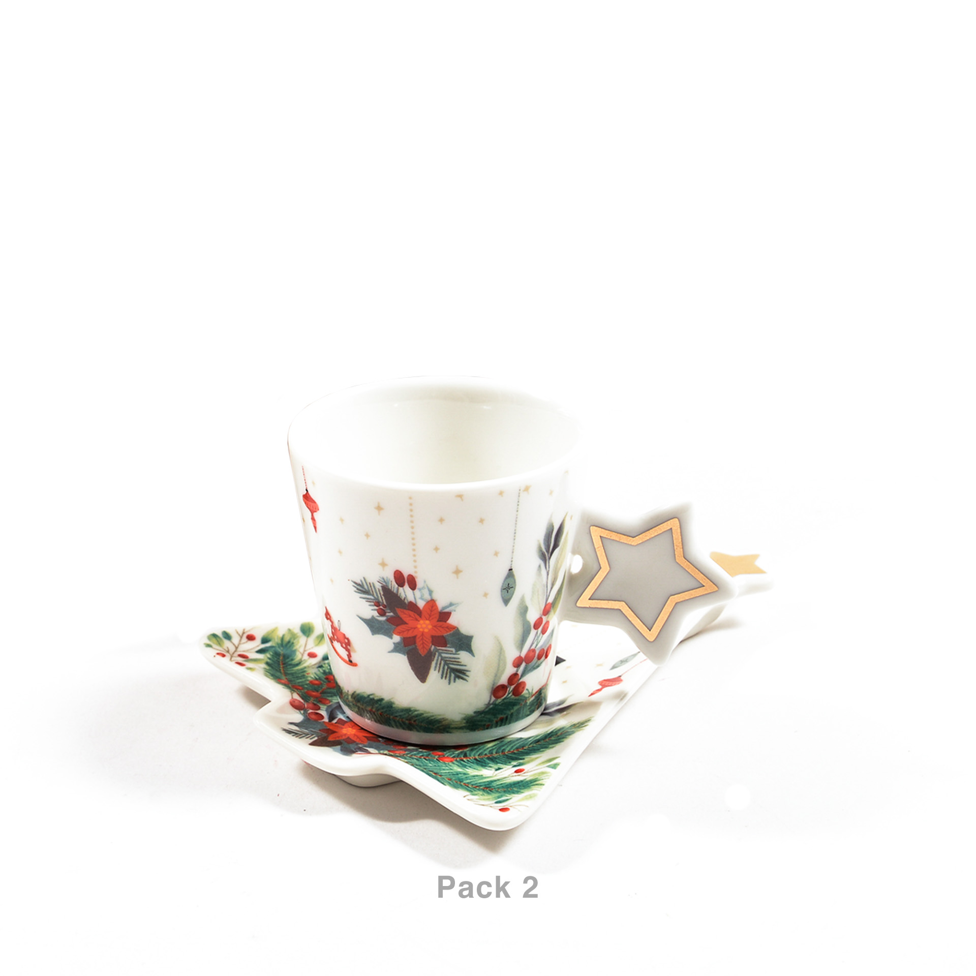 Chávena Café Pinheirinho com Pires Sortido Pack 2