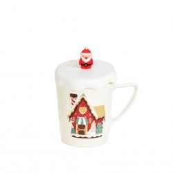 Caneca Natal com Tampa Neve Sortido 380ml 9X13X11cm