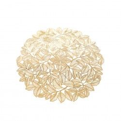 Individual Folhas Pvc Redondo Dourado 38cm