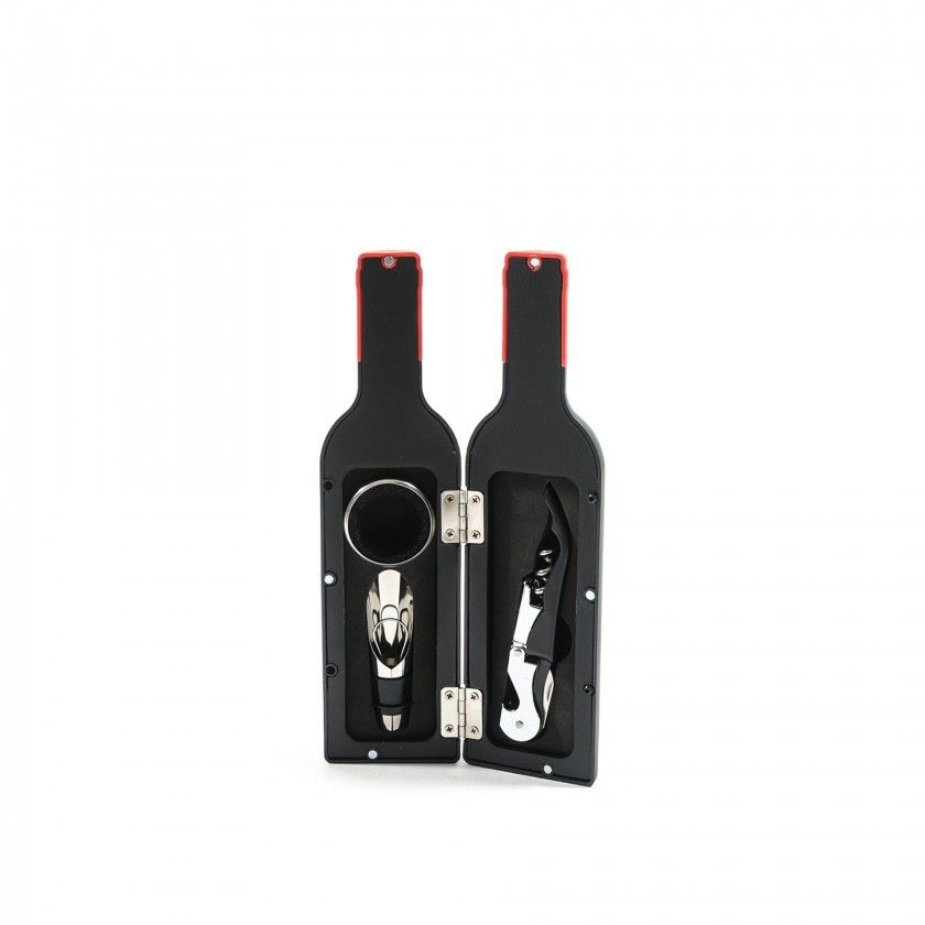 Conjunto Garrafa com 3 Acessórios Vinho 23X6cm Conjunto Garrafa com 3 Acessórios Vinho 23X6cm