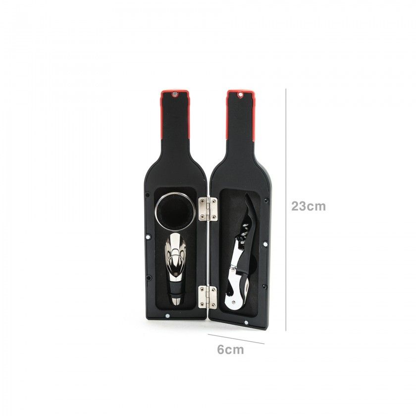 Conjunto Garrafa com 3 Acessórios Vinho 23X6cm Conjunto Garrafa com 3 Acessórios Vinho 23X6cm