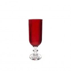 Porta Velas Cristal com Pé Redondo Vermelho 11.5X35cm Porta Velas Cristal com Pé Redondo Vermelho 11.5X35cm