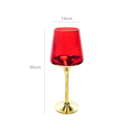 Porta Velas Cristal Dourado/Vermelho - Image product