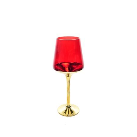 Porta Velas Cristal Dourado/Vermelho - Image product
