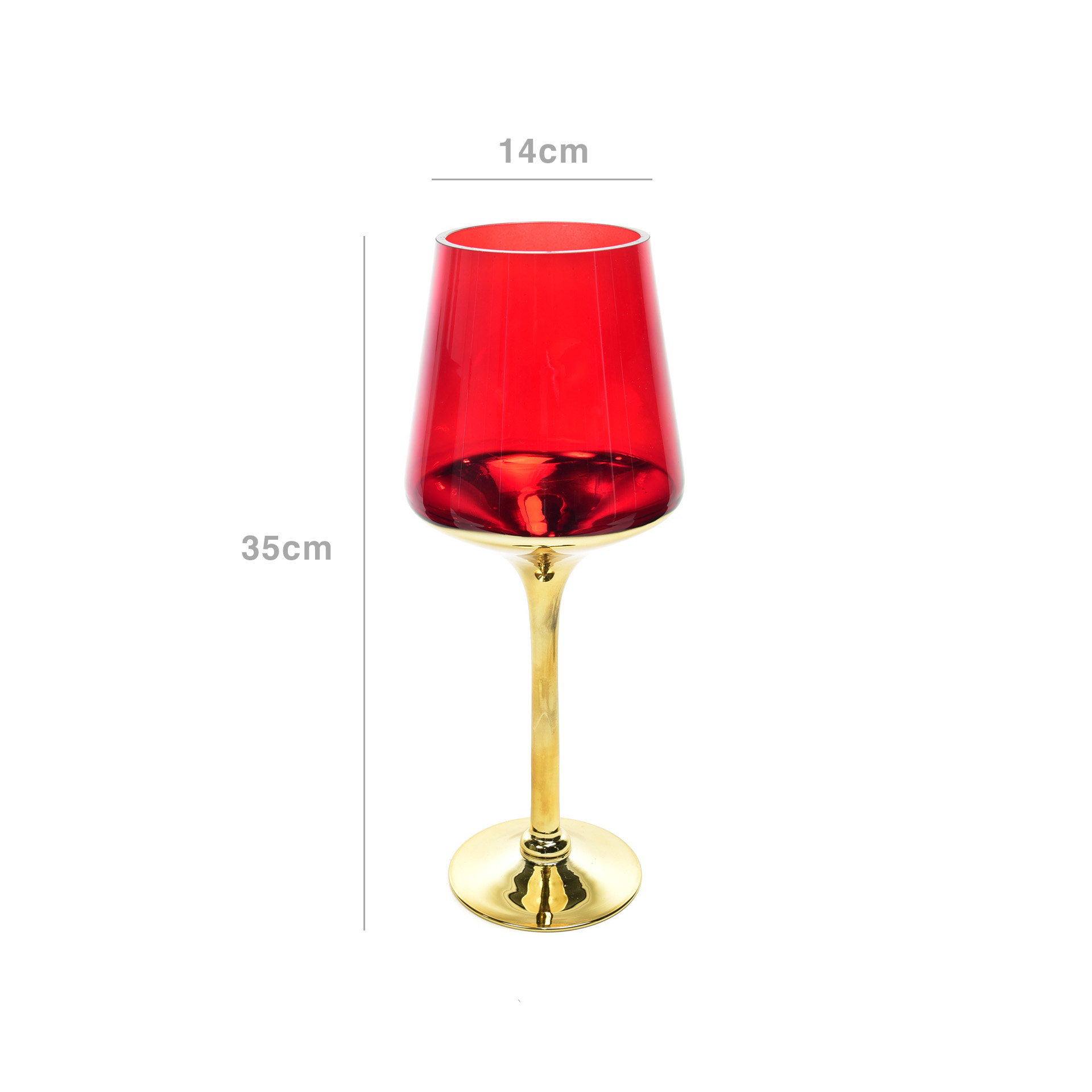 Porta Velas Cristal Dourado/Vermelho