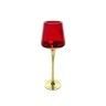 Porta Velas Cristal Dourado/Vermelho 14X40cm Porta Velas Cristal Dourado/Vermelho 14X40cm