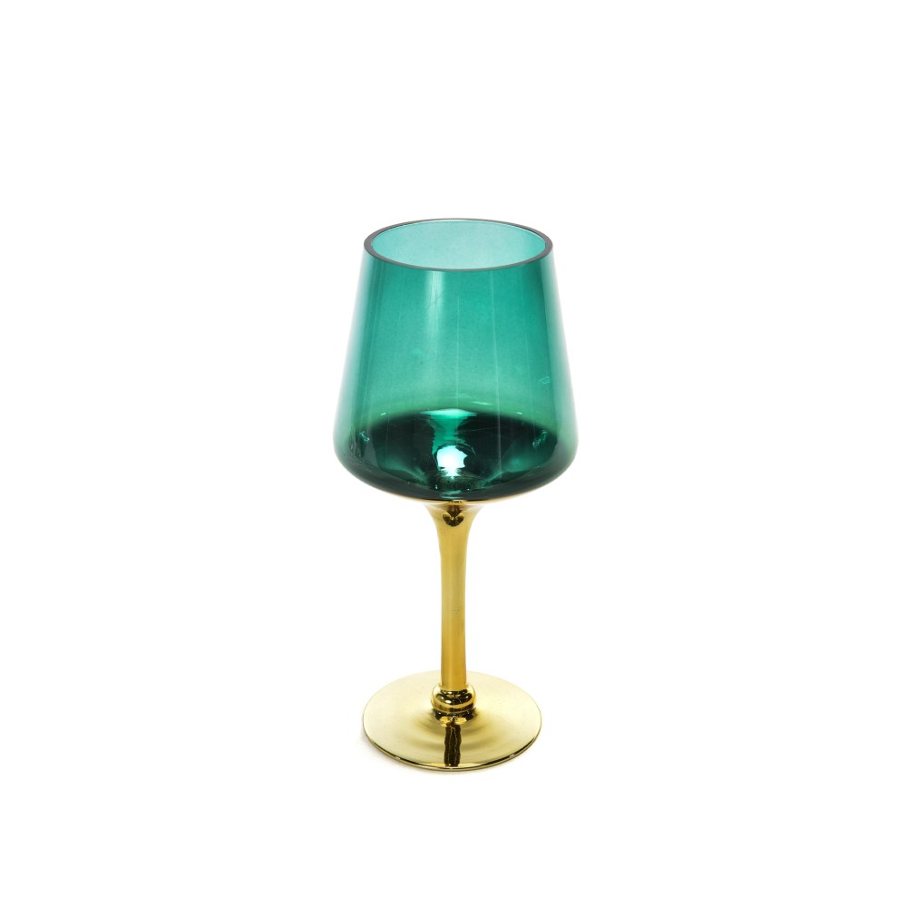 Porta Velas Cristal Dourado/Verde
