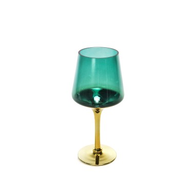 Porta Velas Cristal Dourado/Verde