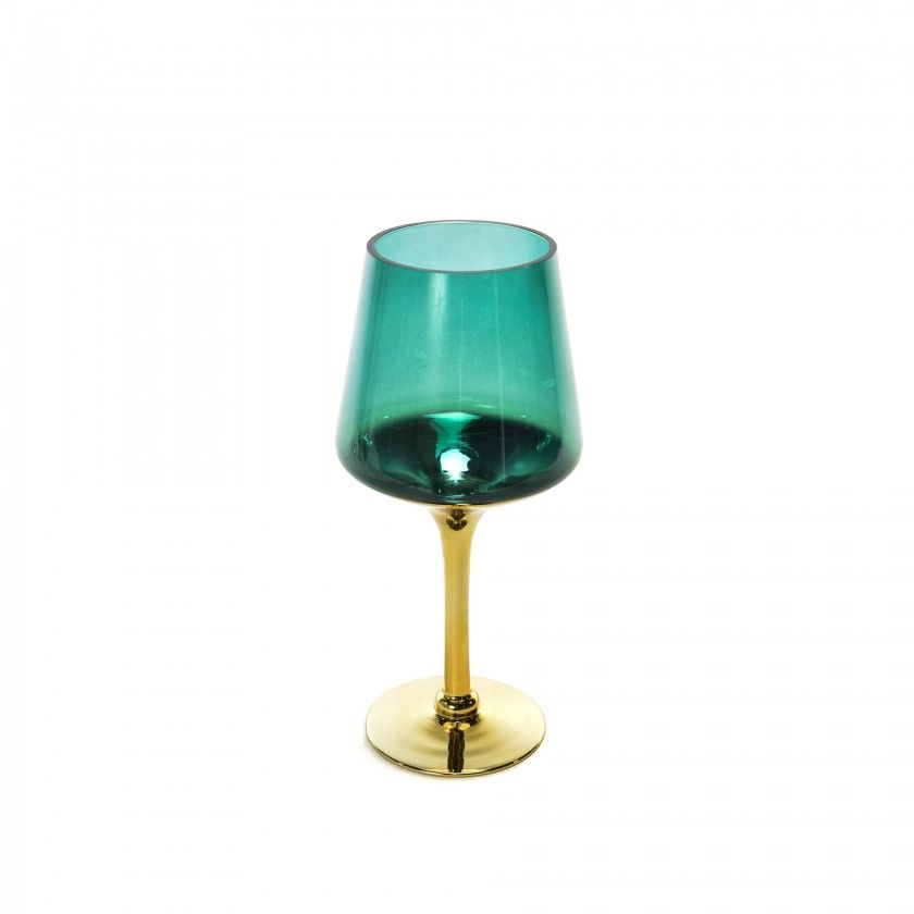 Porta Velas Cristal Dourado/Verde Porta Velas Cristal Dourado/Verde