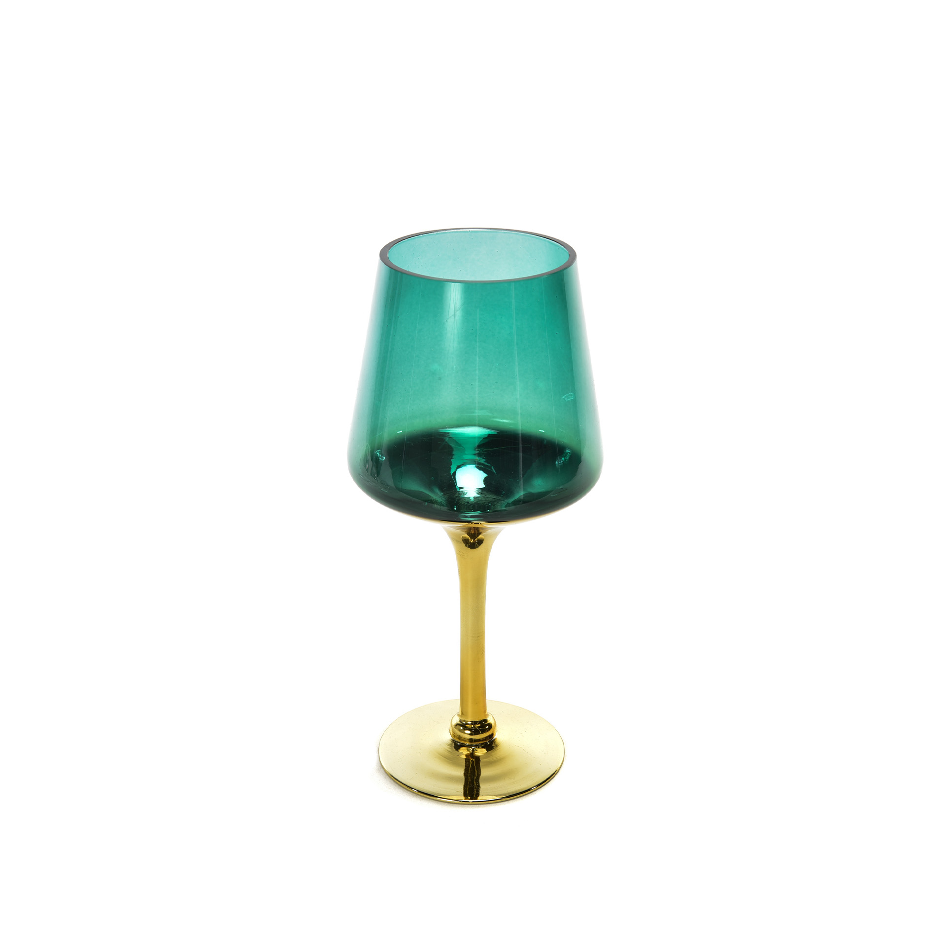 Porta Velas Cristal Dourado/Verde