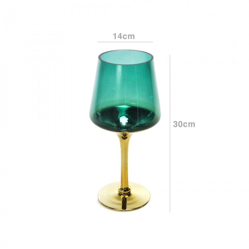 Porta Velas Cristal Dourado/Verde Porta Velas Cristal Dourado/Verde