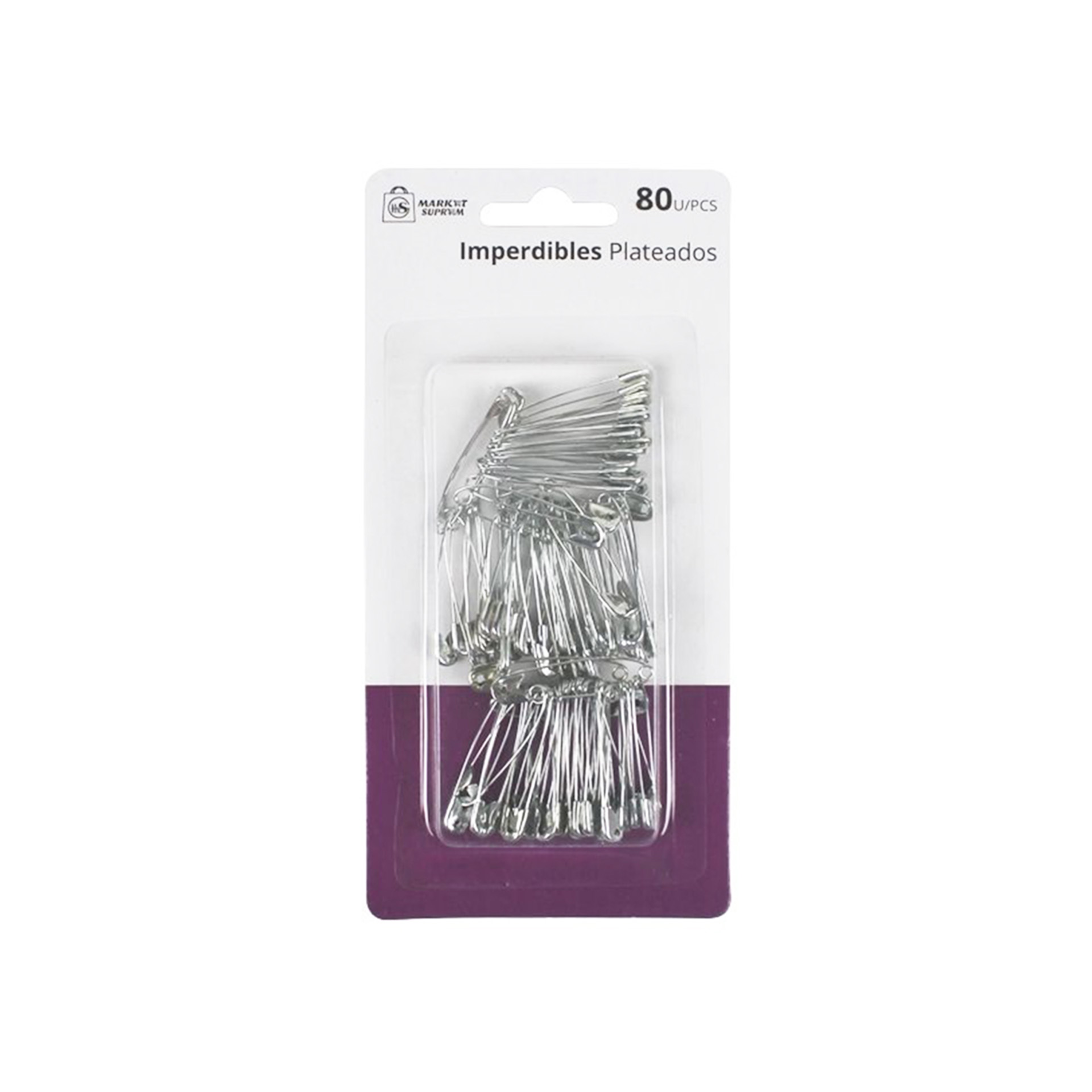 Alfinete Prateado 3.6cm Pack 80