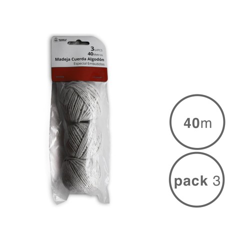 Novelo Corda Algodão Branco 40m Pack 3 - Image product