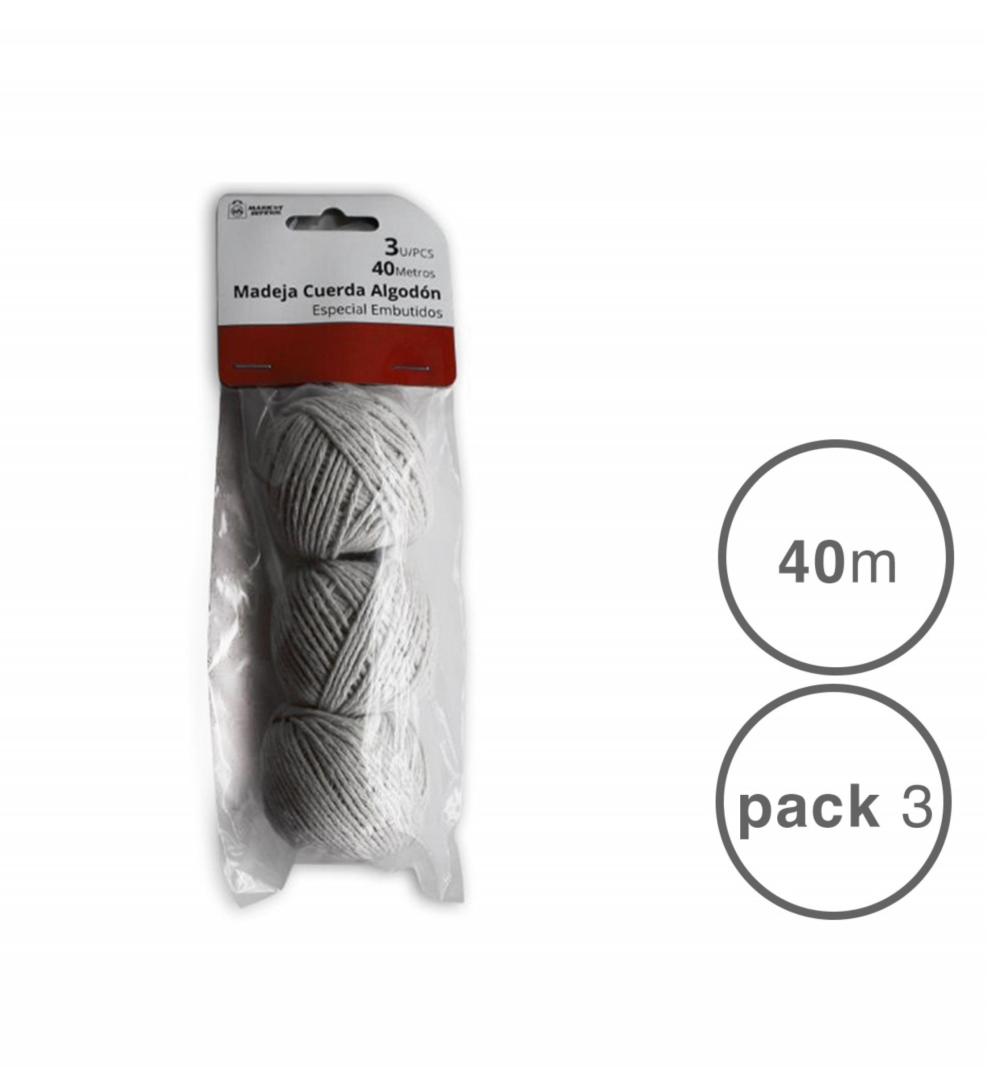Novelo Corda Algodão Branco 40m Pack 3