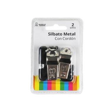Apito Metálico com Cordão Pack 2
