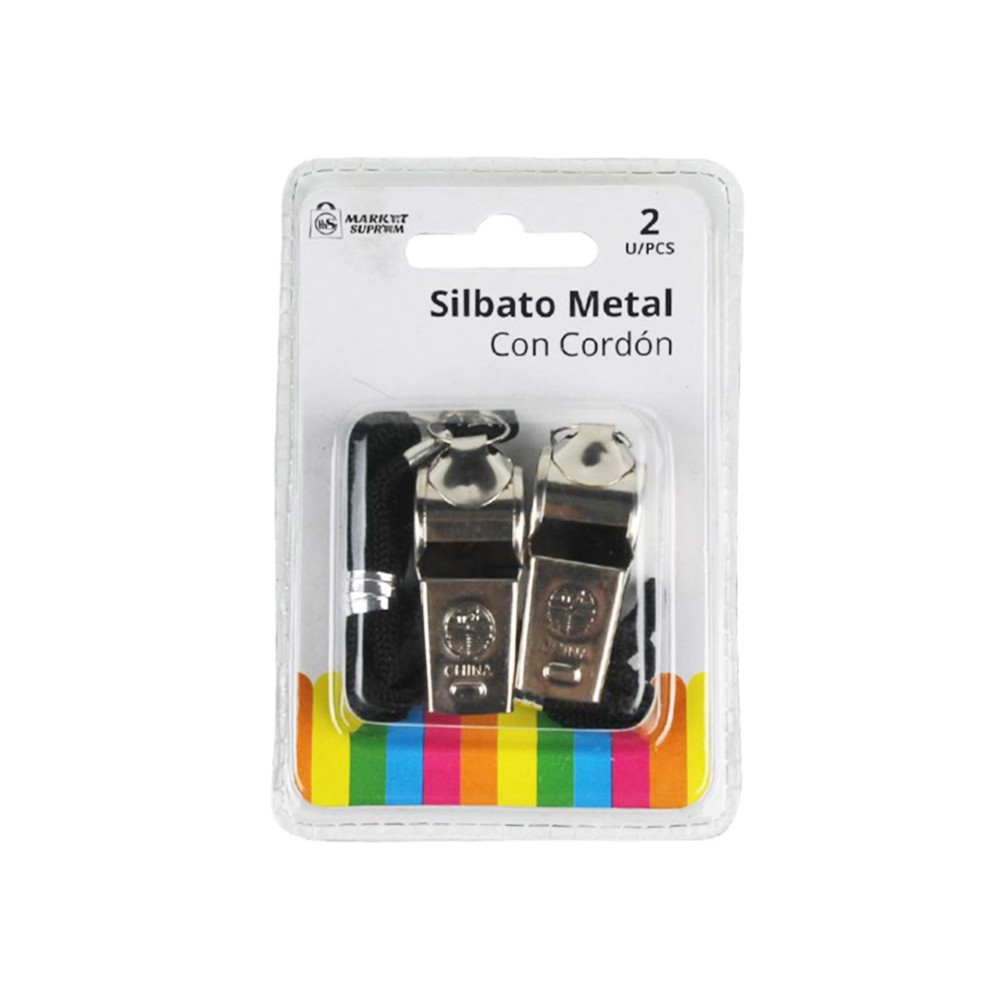 Apito Metálico com Cordão Pack 2
