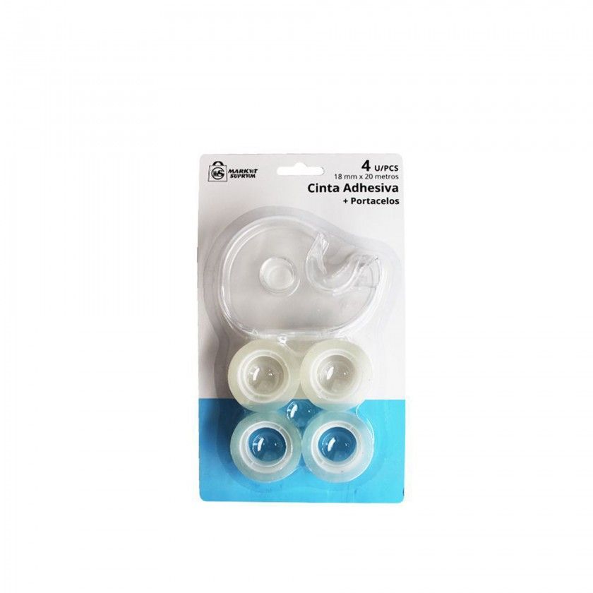 Fita Cola com Desenrolador Incolor 18mmx20m Pack 4 Fita Cola com Desenrolador Incolor 18mmx20m Pack 4