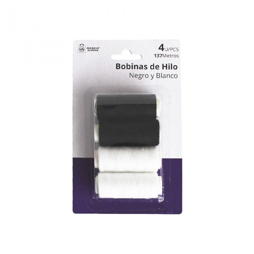 Bobine Linha Branco / Preto 137m Pack 4