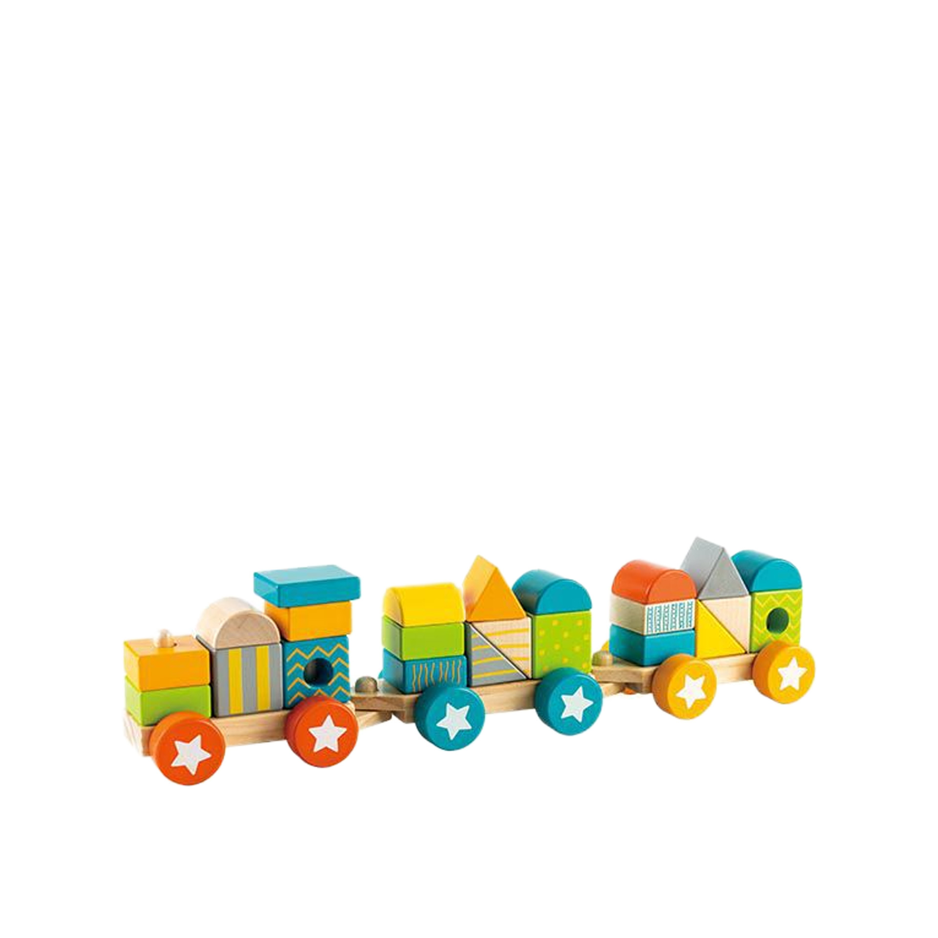 Comboio Blocos Madeira 26 Peças 40X10X8cm