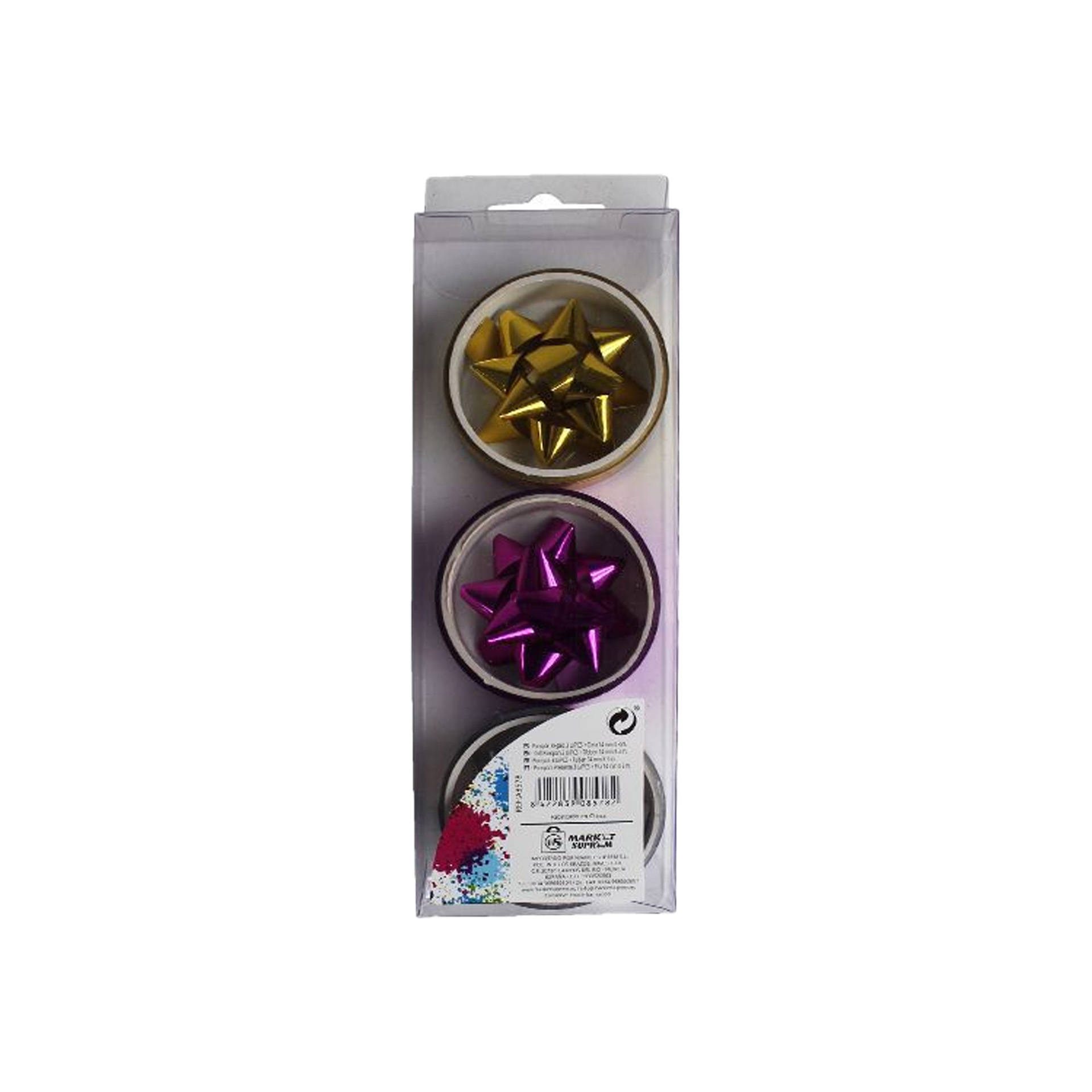 Fita Embrulho 14mmX3m + Laço Estrela Pack 3