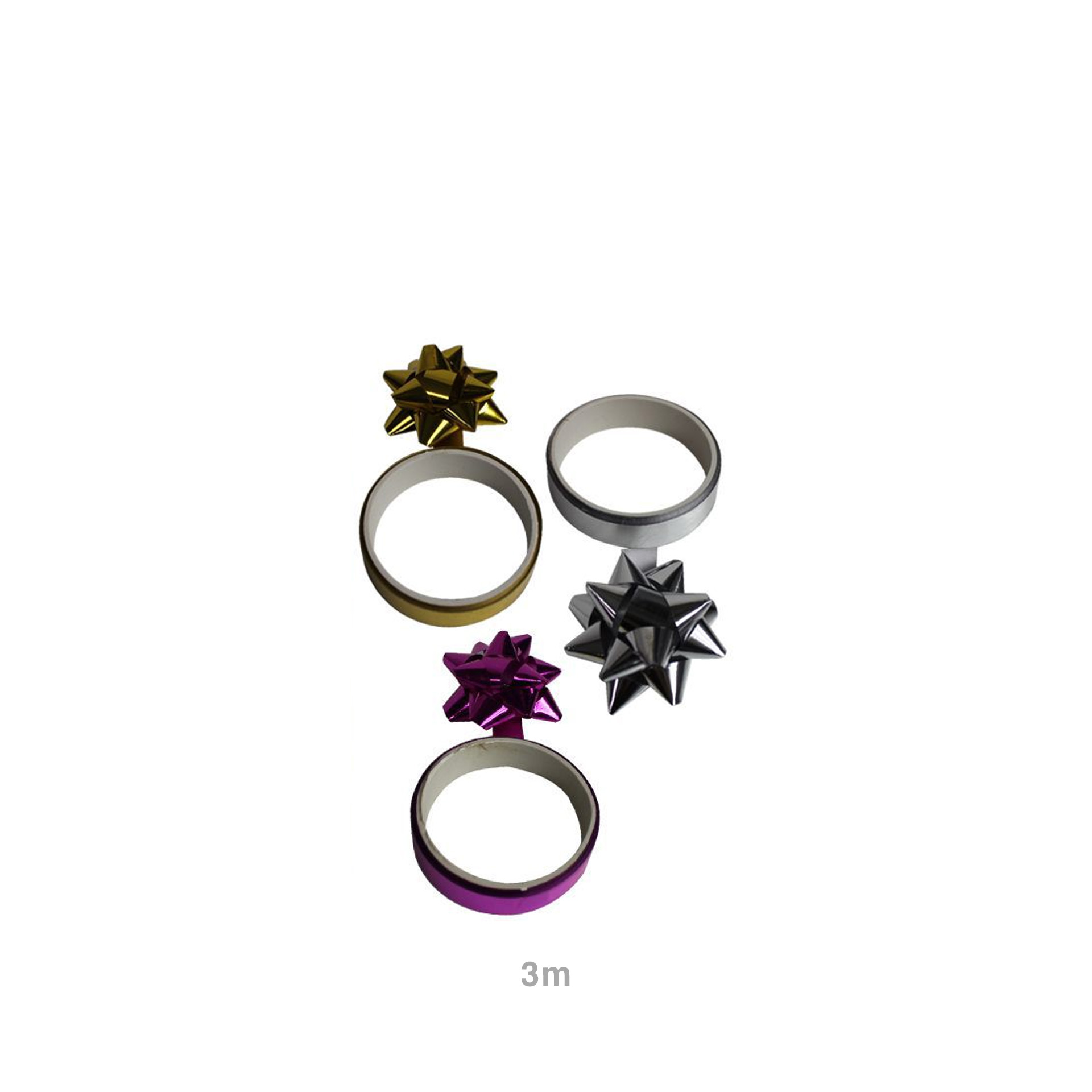 Fita Embrulho 14mmX3m + Laço Estrela Pack 3