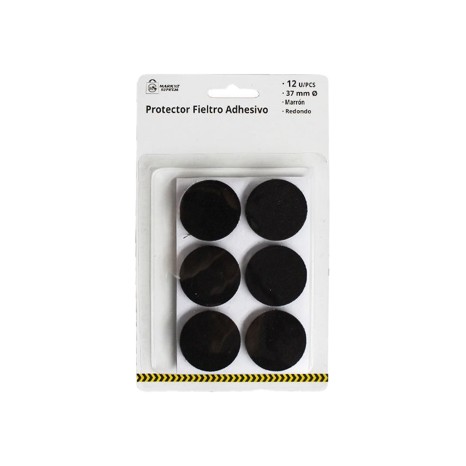 Protetores Adesivos Feltro Redondo Preto 3.7cm Pack 12 - Image product