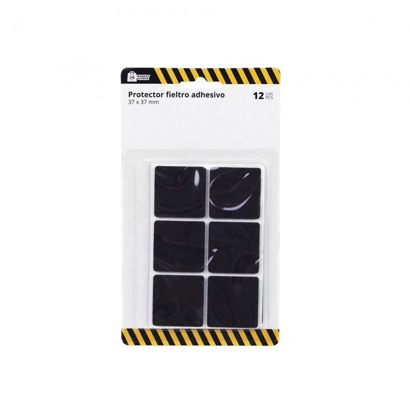 Protetores Adesivos Feltro Quadrado Preto 3.7X3.7cm Pack 12