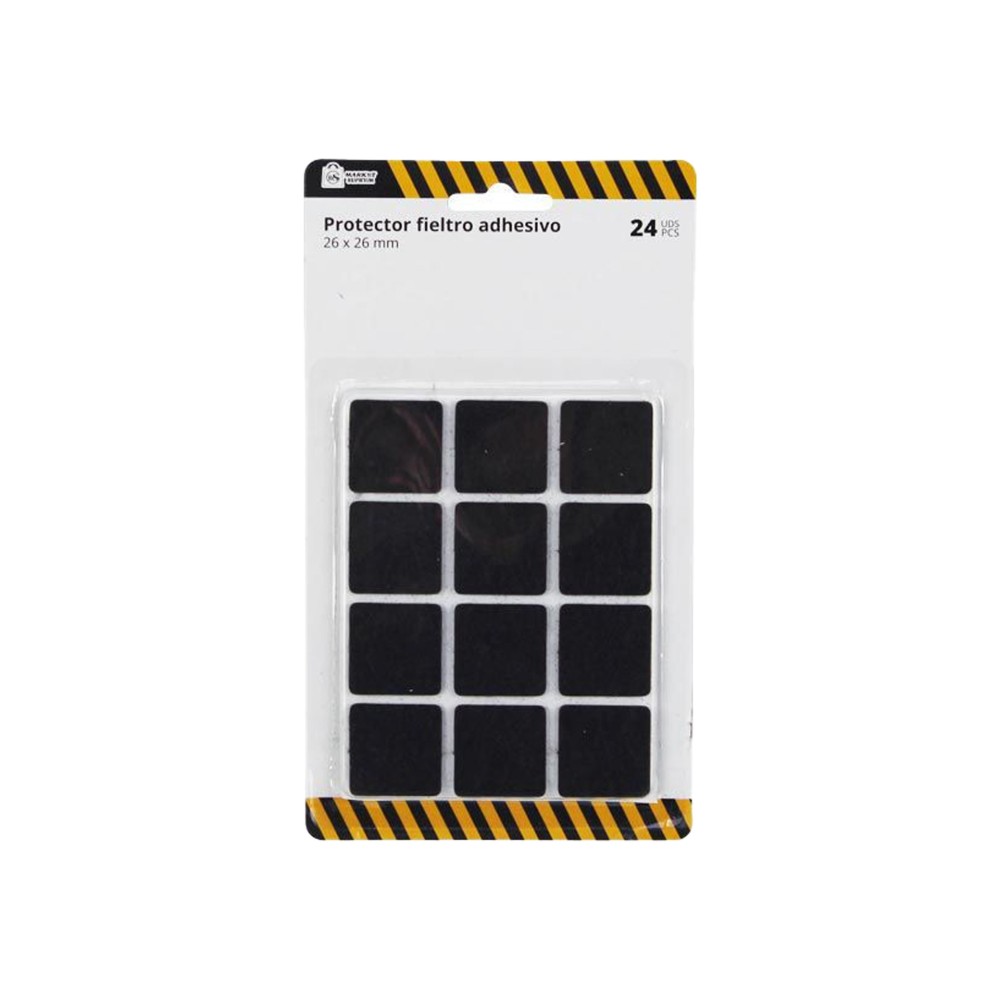 Protetores Adesivos Feltro Quadrado Preto Pack 12