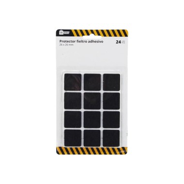 Protetores Adesivos Feltro Quadrado Preto Pack 12