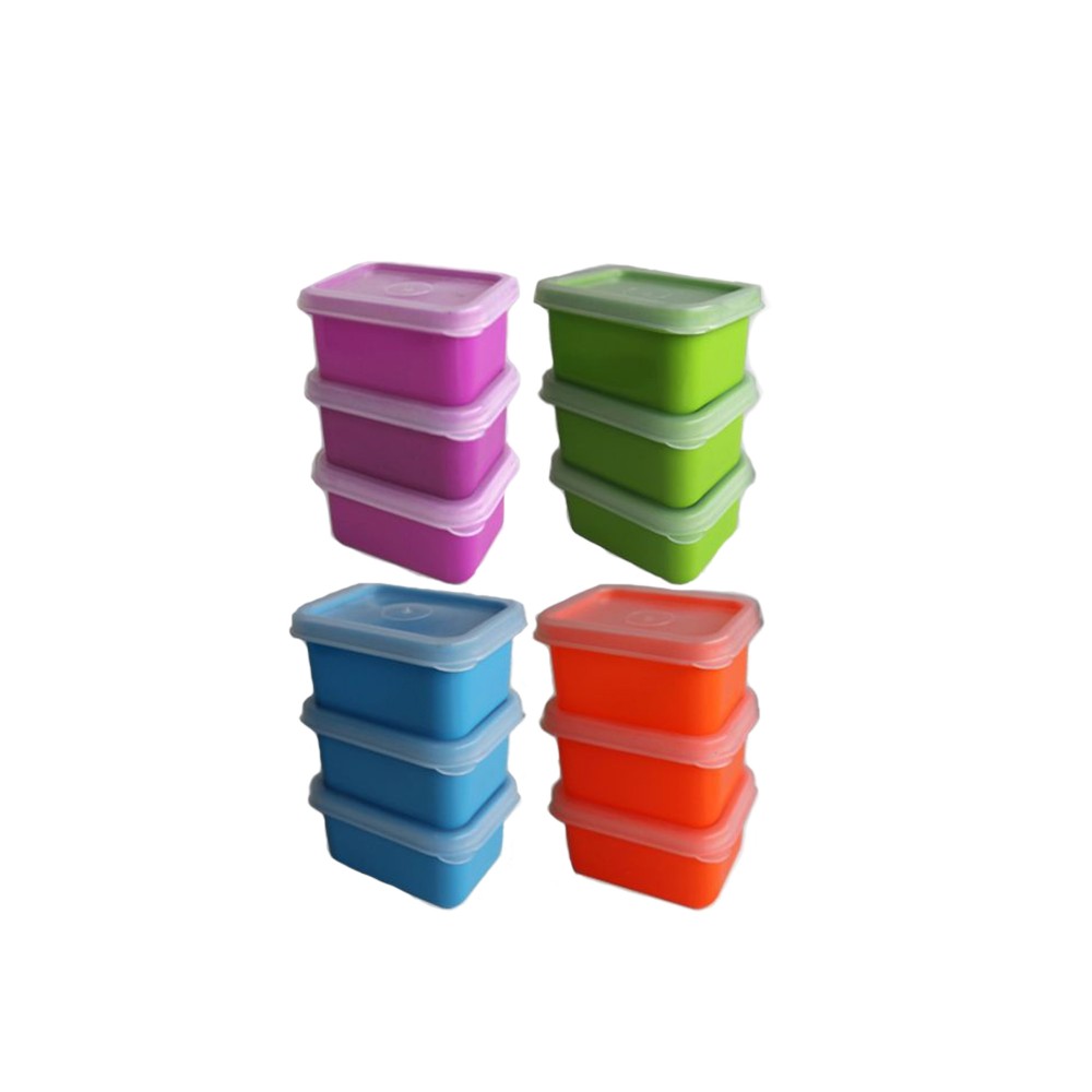 Caixa Hermética Ding Retangular Multicor 6X4.5X3.5cm Pack 3