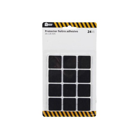 Protetores Adesivos Feltro Quadrado Preto Pack 12 - Image product