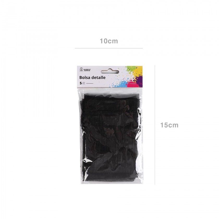 Saco Organza Preto 10X15cm Pack 5