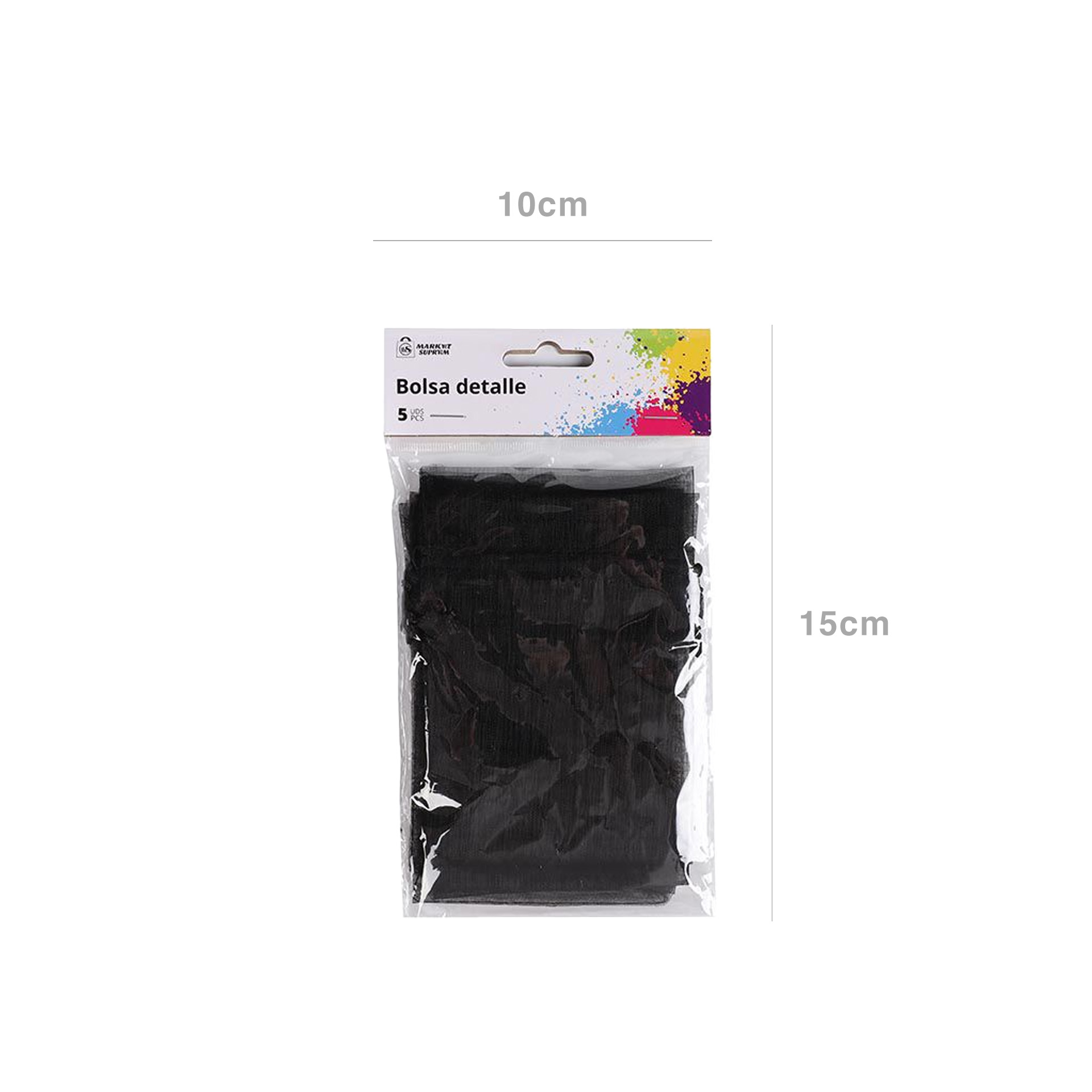Saco Organza Preto 10X15cm Pack 5