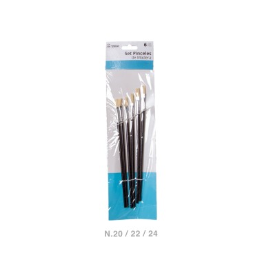 Pincel Madeira N.20 / 22 / 24 Pack 6 