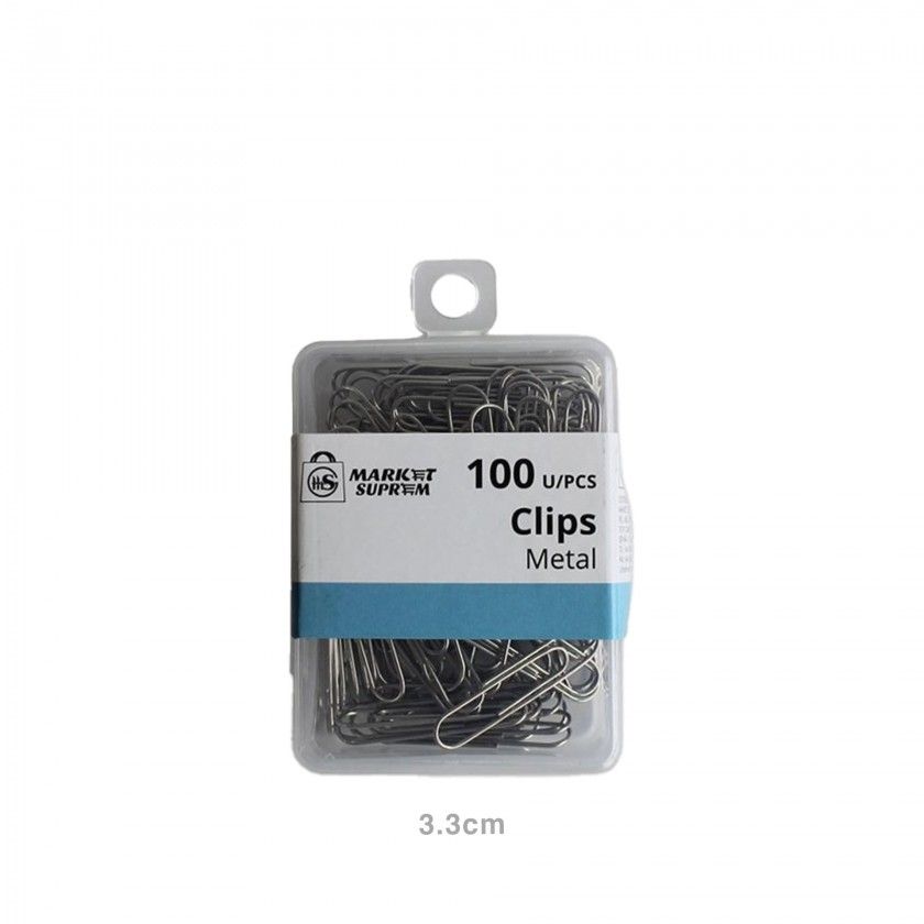 Clips Metal Cinzento 33mm 100 Unidades