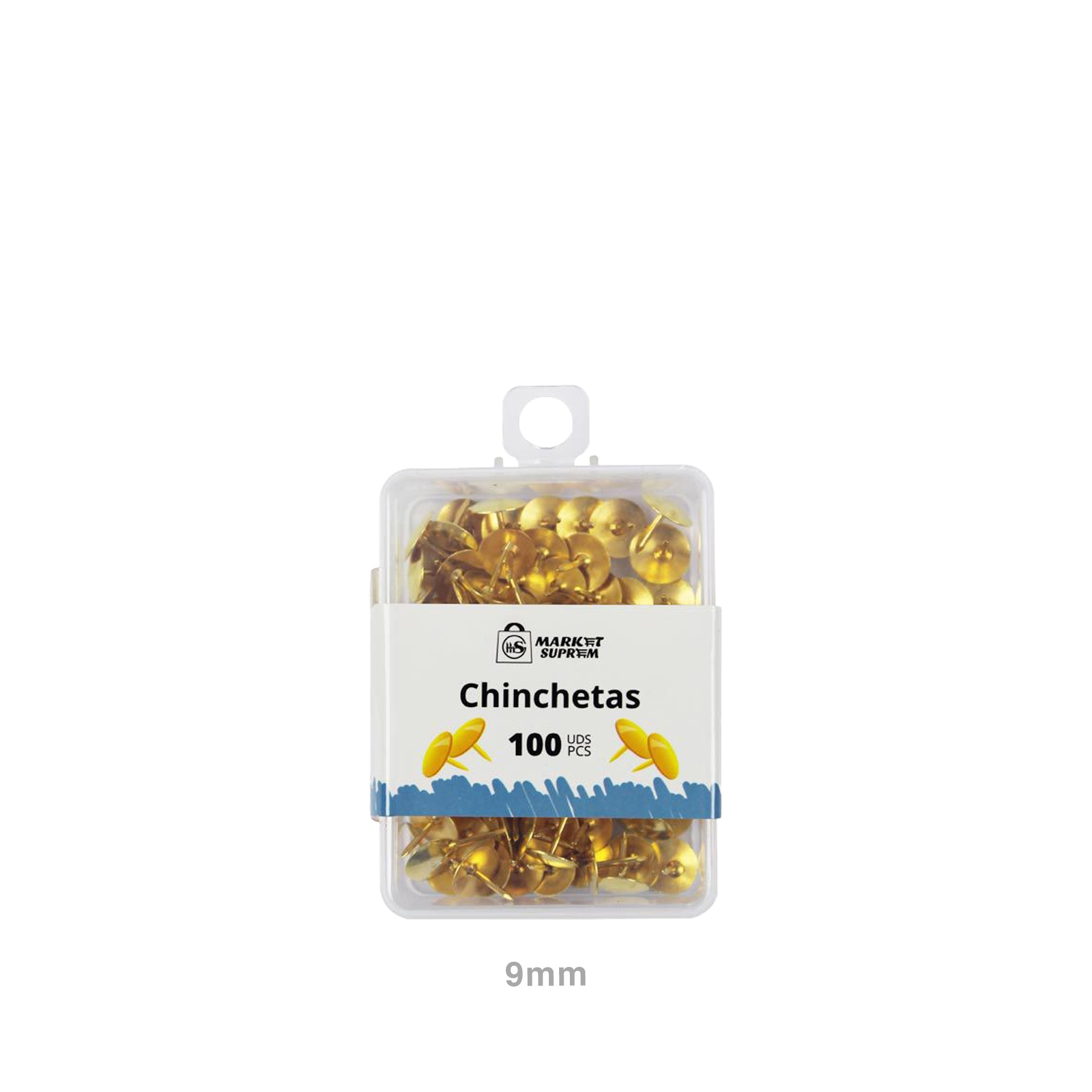 Pioneses Metal Dourado 9mm 100 Unidades