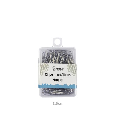 Clips Metal Cinzento 28mm 100 Unidades