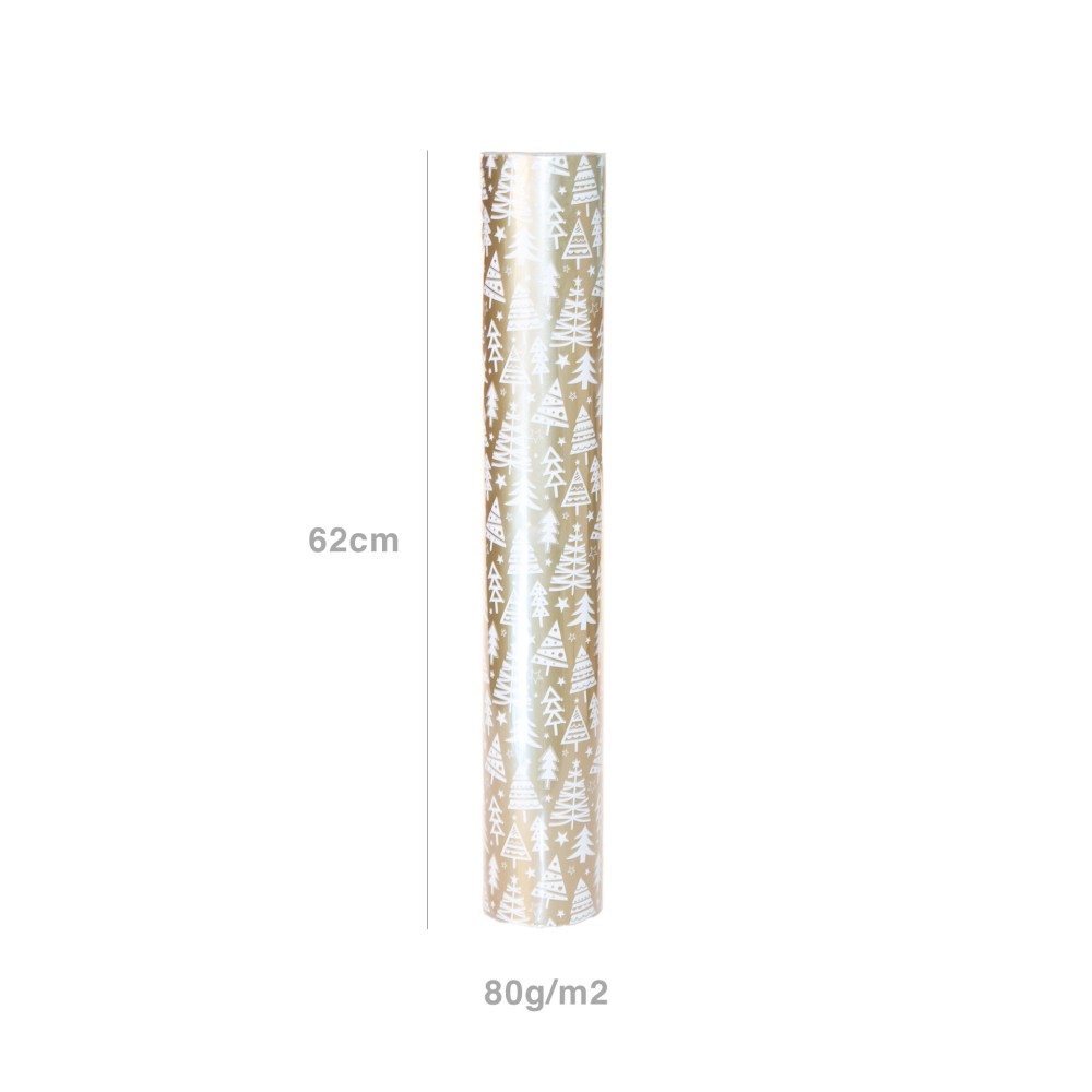 Bobine Papel Embrulho Celuloso Natal Árvores 4kg 62cm