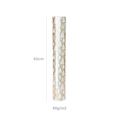 Bobine Papel Embrulho Celuloso Natal Árvores 4kg 62cm