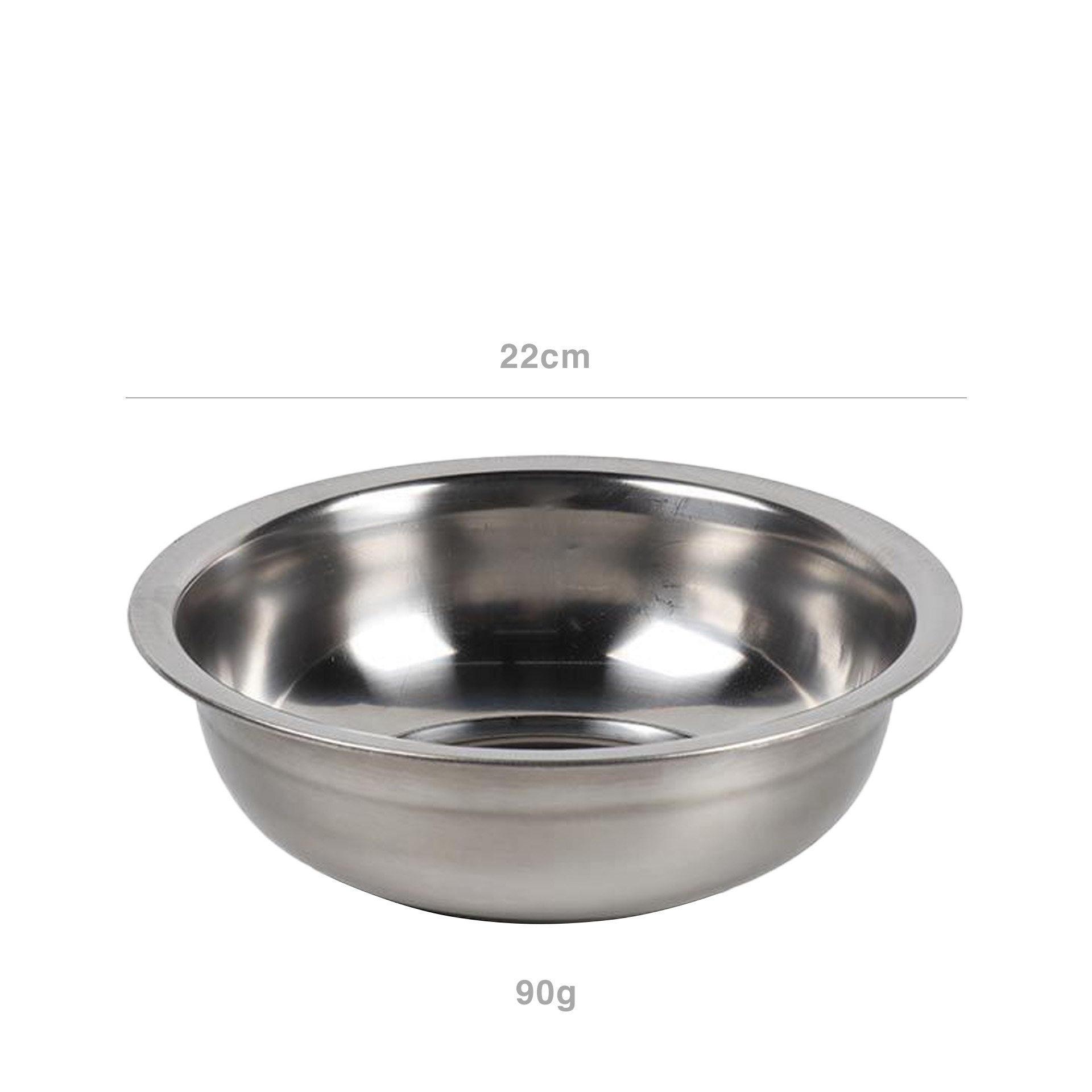 Tigela Inox Redonda Cinzenta 90gr 22cm