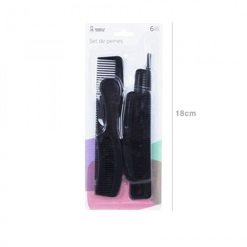 Pentes Cabelo 6 Unidades Preto 18cm Pentes Cabelo 6 Unidades Preto 18cm
