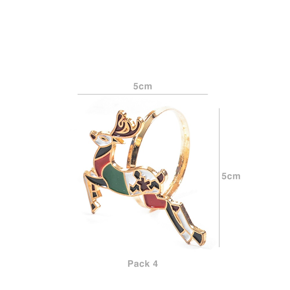 Argolas Guardanapo Natal Multicor 5X5cm Pack 4